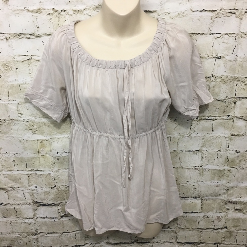 🌻 Fossil Taupe Silk Stretch Waist Blouse BB21
